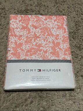 Tommy Hilfiger Coral and White Koi Fish Printed Tablecloth